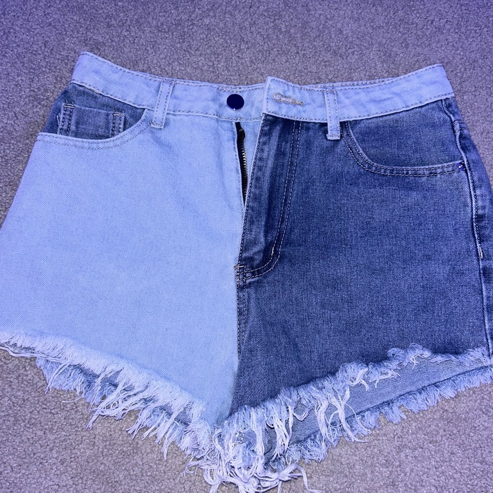 multicolor jean shorts